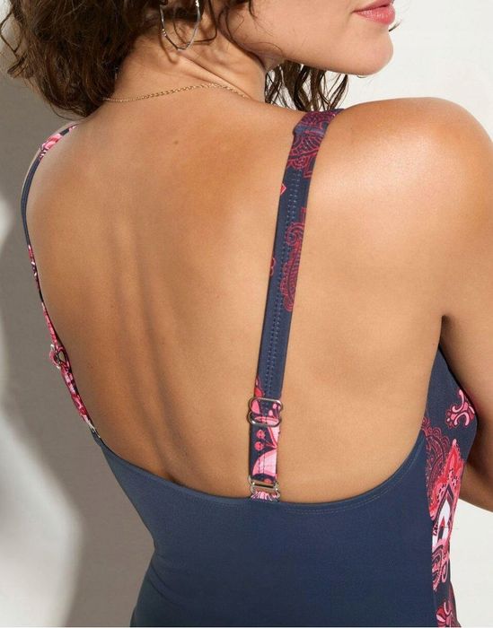 B.P.C kostium kąpielowy shape granatowy z czerwonym wzorem 42.