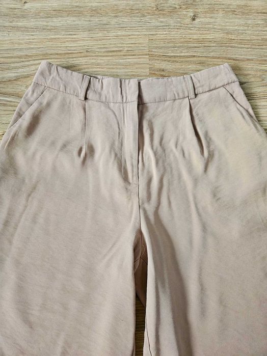 Spodenki bermudy wysoki stan beżowe na lato plażę długa nogawka M L