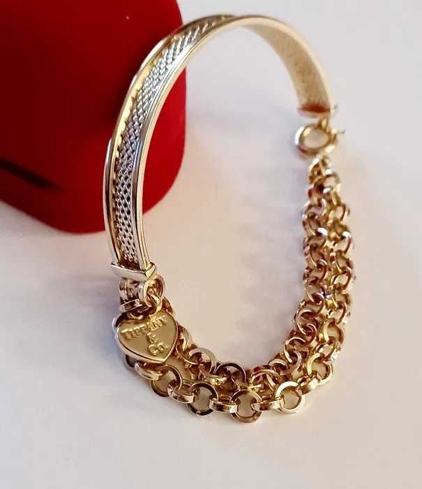 Złota bransoletka 14 karat 585 próba wzór Tiffany