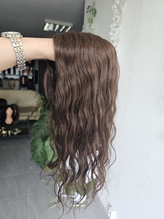 Topper Ola z włosów naturalnych brąz fale naturalny efekt