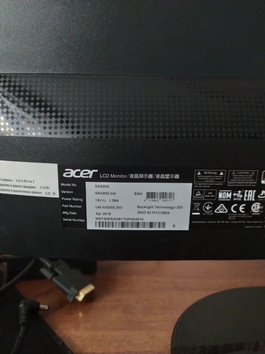 Монитор Acer SA220Q Ips 60hz 2018