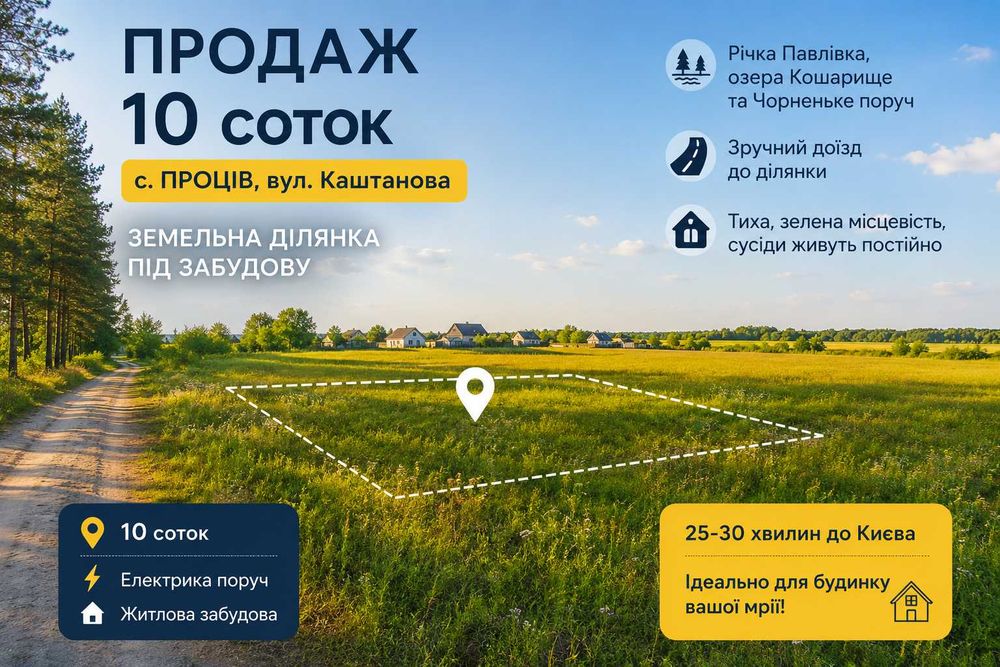 Продаж земельної ділянки 10 соток у с. Проців | Бориспільський район