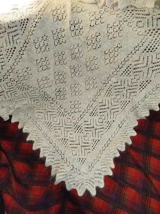 Большой пуховый платок белый паутинка