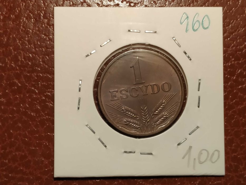 960 moeda de 1 escudo de 1977 em bronze