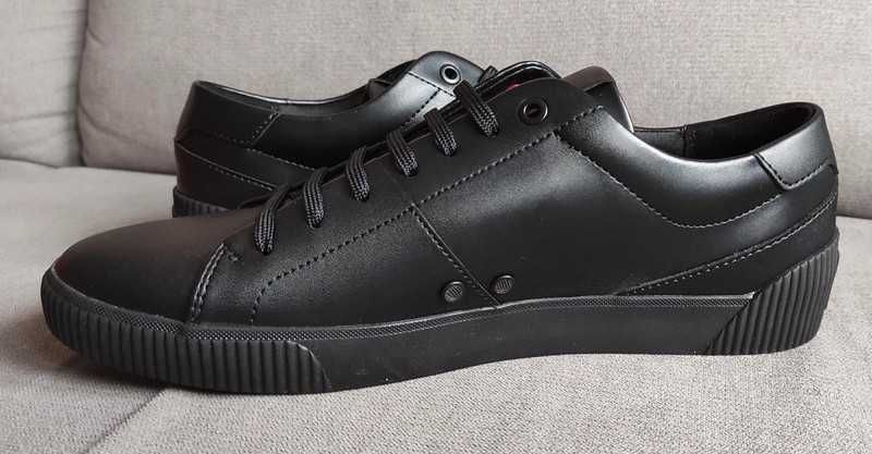 Nowe, skórzane sneakersy Hugo męskie czarne, r. 42