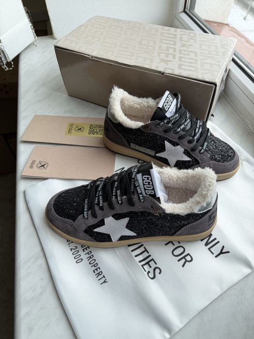 Кеди Golden Goose black grey premium Winter голден гус кеди