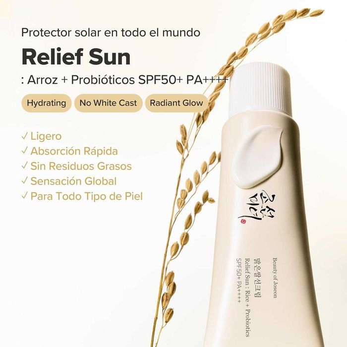 Beauty of Joseon - Protetor solar com FPS +50 com extratos de arroz e probióticos