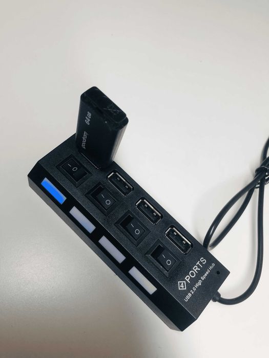 4-portowy Hub USB One Drag Four – szybki splitter, mini, Plug & Play