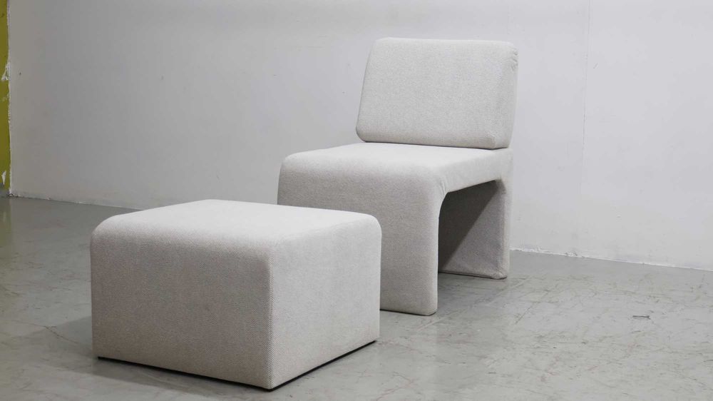 SUF WYGODNY FOTEL + pufa zestaw OKAZJA , salon szary