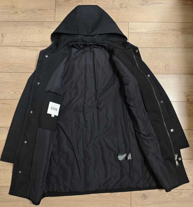 COS р. L / XL чорна парка чоловіча куртка класична з капюшоном осіння