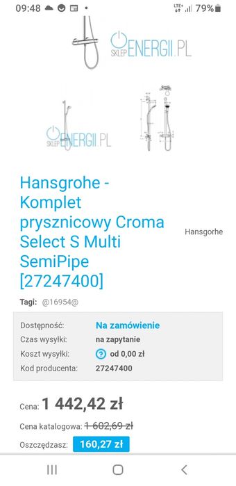 Zestaw prysznicowy hansgrohe