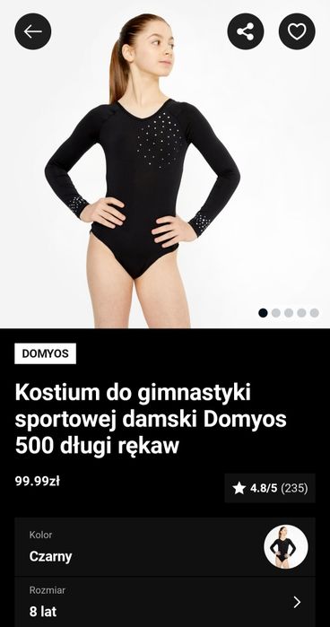 Strój gimnastyczny sportowy dla dziewczynki