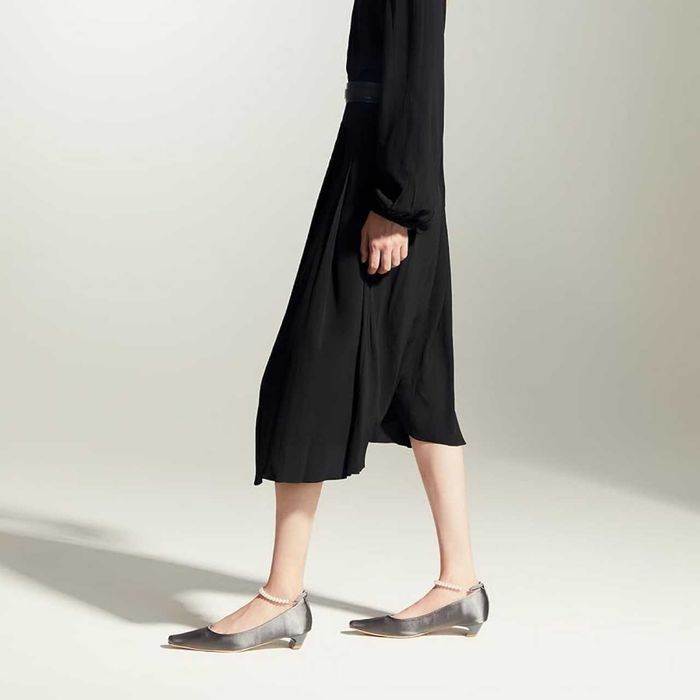 C.Paravano Chunky Low Heel Women's Square Toe Pumps Slip-On Closed Toe