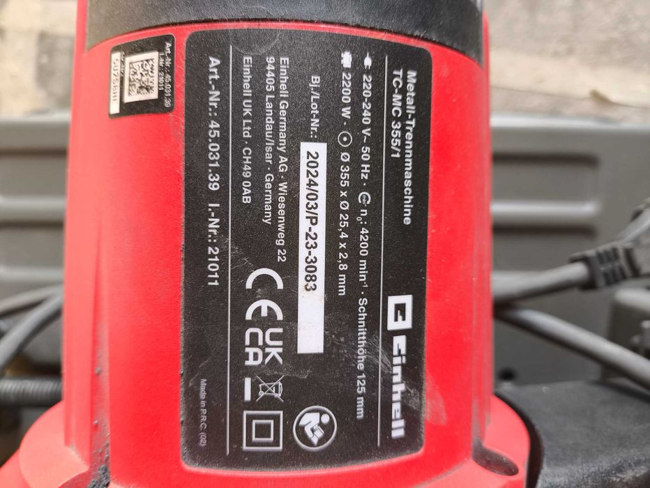 Serra de corte de metal 2200 w 355 mm Einhell TC-MC 355/1