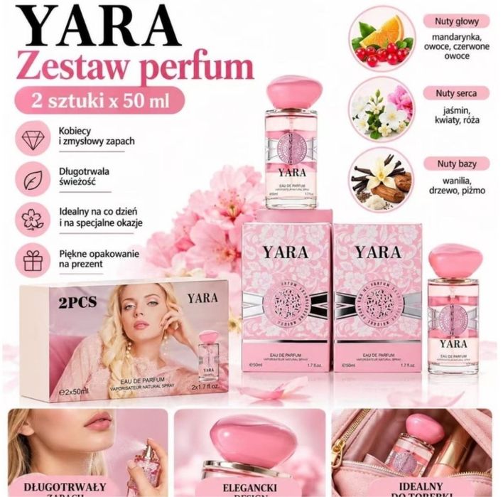 YARA Zestaw Perfum 2×50 ml – Damskie Wody Perfumowane