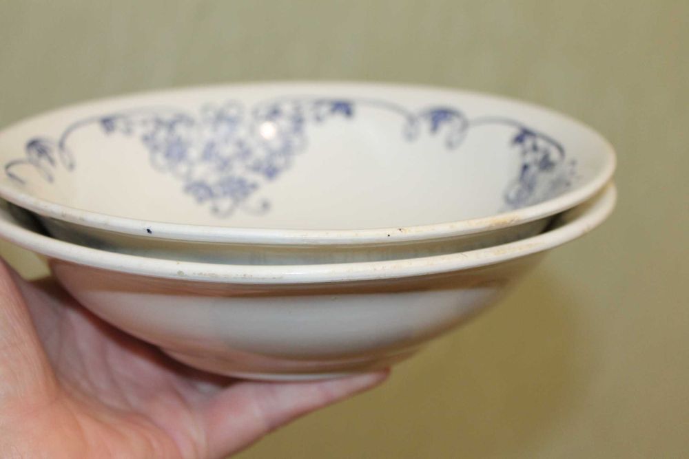 Тарелки суповые винтажные Буды синие цветы 2 шт