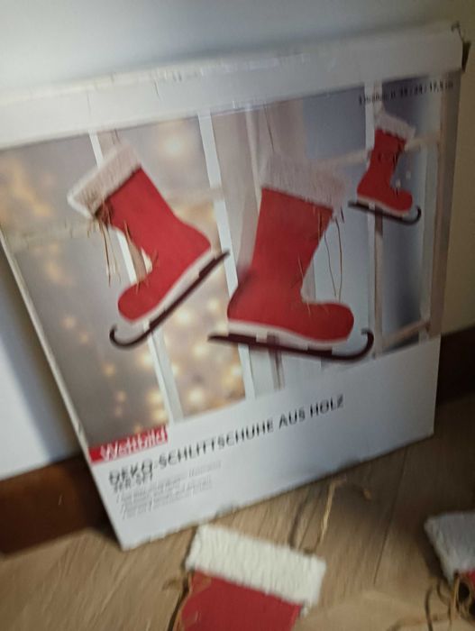 Drewniane buty ozdoba świąteczna na drzwi okno 3szt