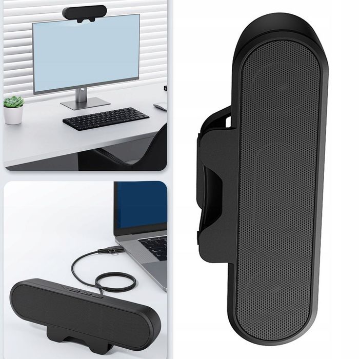 Głośnik USB soundbar na biurko do komputera i laptopa 10W - Czarny