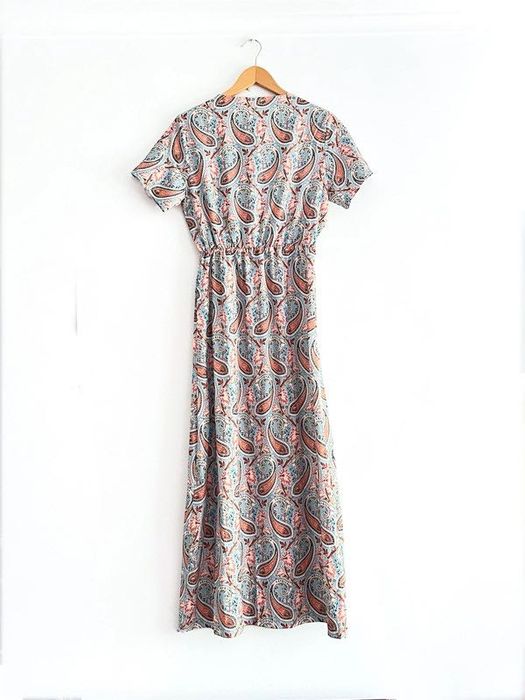 Vestido Maxi Manga Curta Cornucópias – Tamanho S | Novo