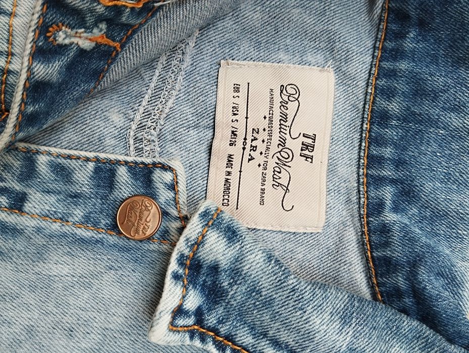 Jeansowa kurtka Zara S przecierana y2k style 2000 denim washed effect nie dye