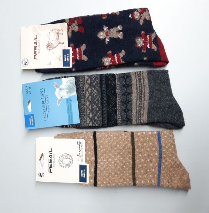 6 pares de meias em lã, tamanho 40-46