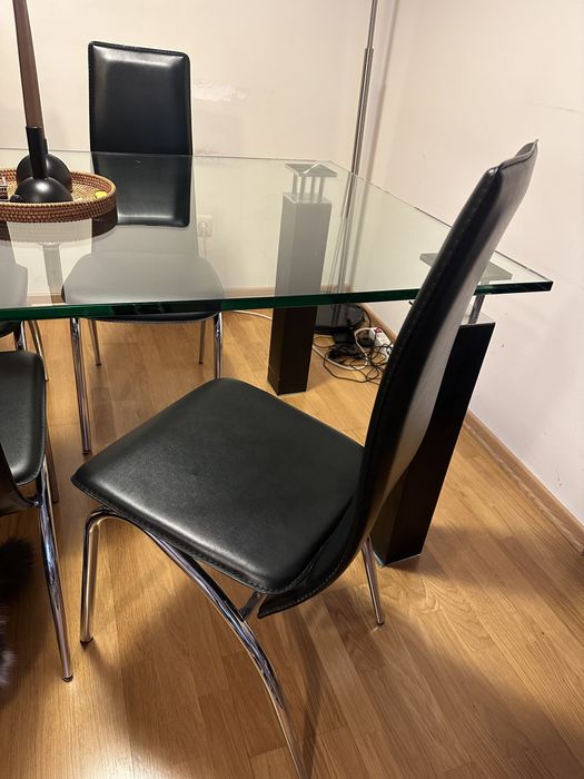 Conjunto de mesa de jantar de vidro com 4 cadeiras