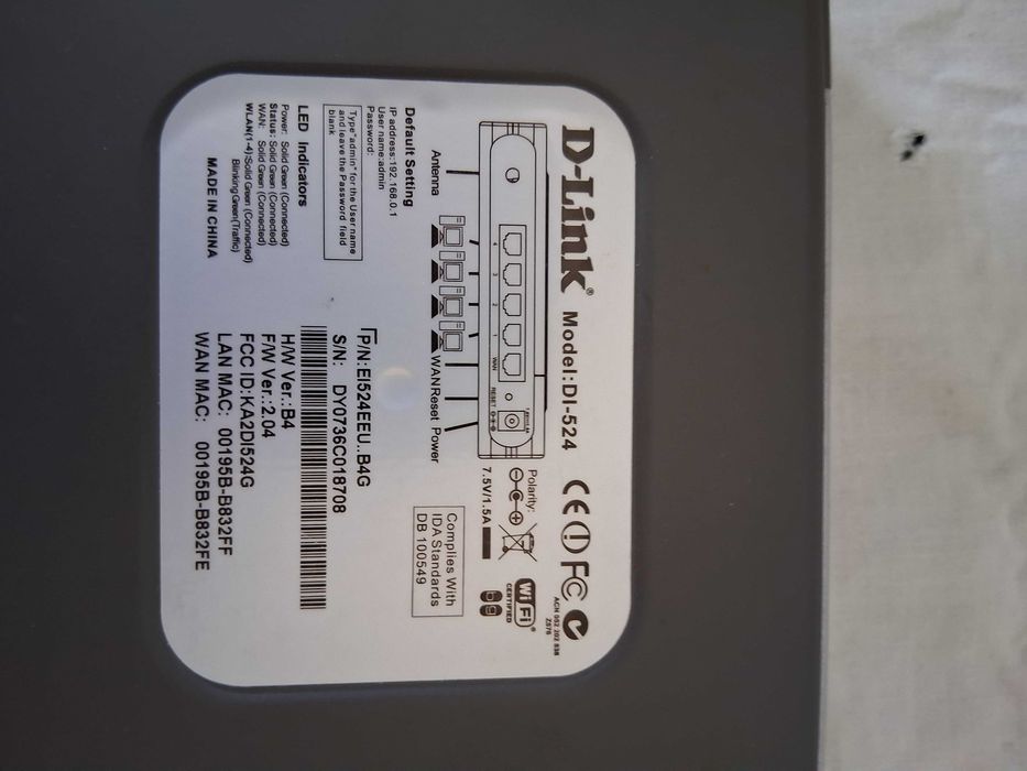 Router Wireless, modelo  D-link DI‑524