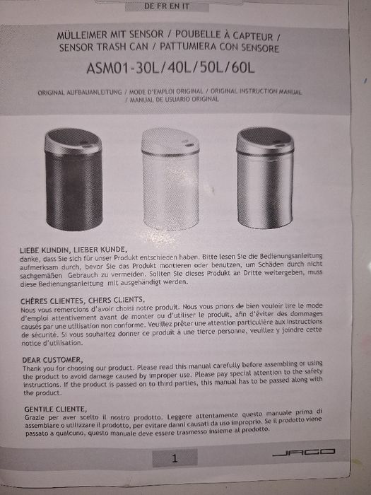 Kosz z czujnikiem ruchu 50l