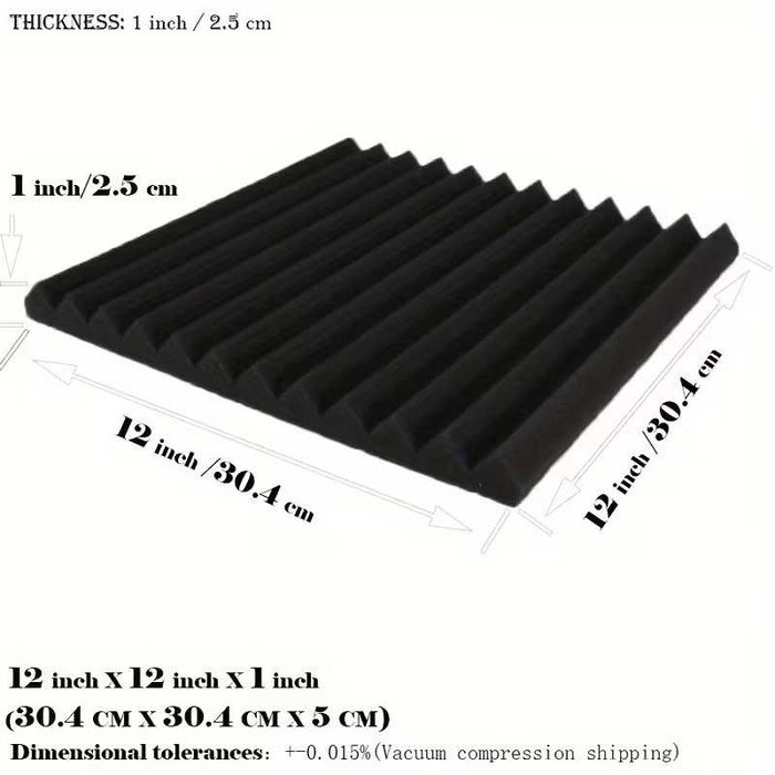 Painéis de Parede à Prova de Som em Espuma Acústica Preta, 30x30