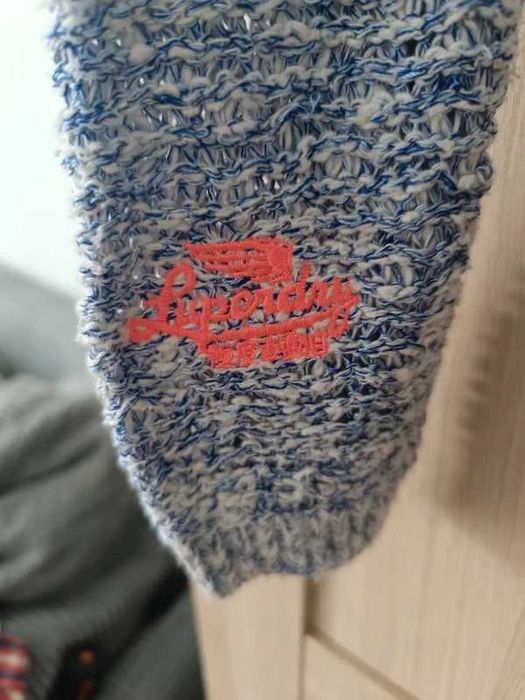 Sweter Damski Superdry S | Ażurowy Melanż Błękit | Bawełna