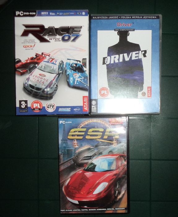 3 gry wyścigowe PC CD DVD BOX, Driver, Race 07, ESR