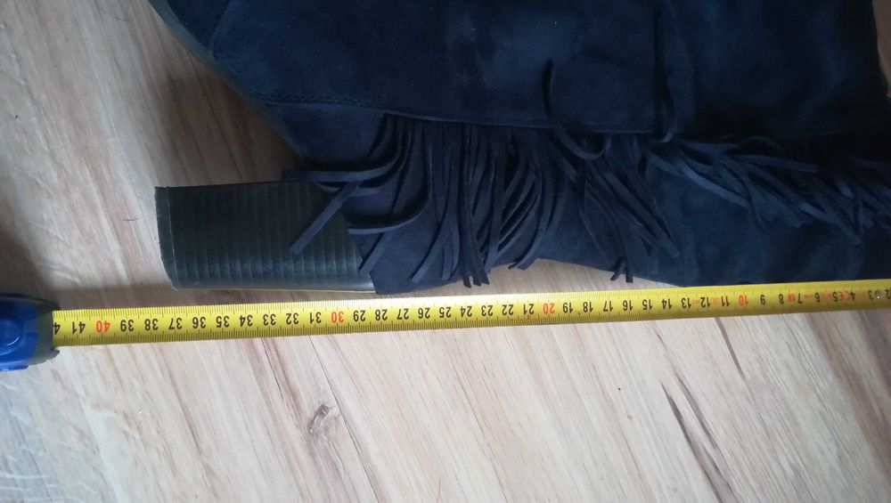 Damskie kozaki, długie, zamszowe, granatowe, rozmiar 39