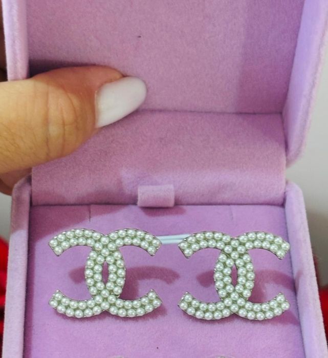 Srebrne kolczyki perełki cc wkrętki