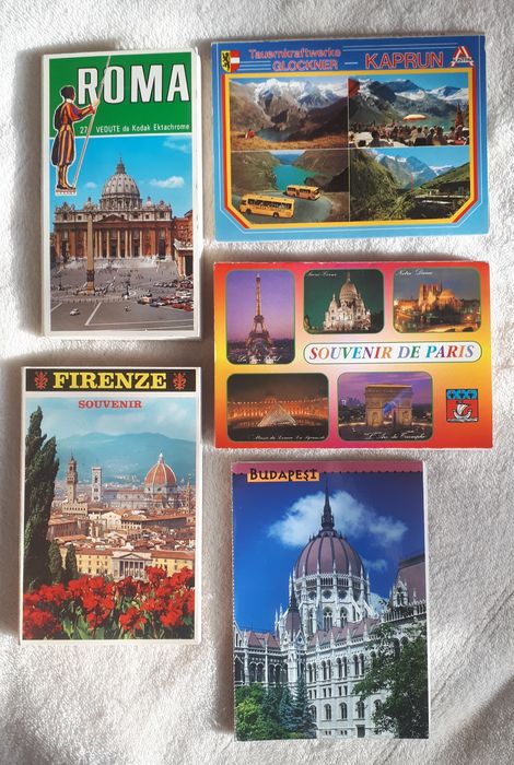 Zestaw 5  pocztówkowych składanek (harmonijek)