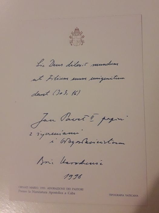 Kartka z Watykanu Jan Paweł II z życzeniami