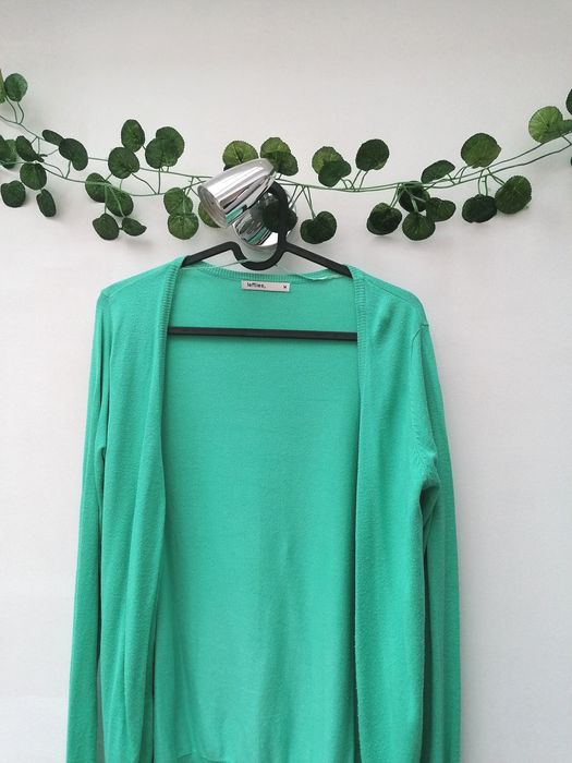 Casaco Turquesa de Malha Fina