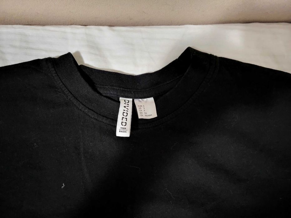 Czarny T-shirt OVERSIZE H&M Basic S bdb stan bawełna (pudełkowy krój)