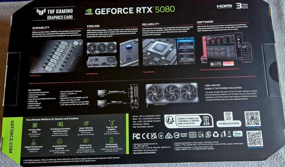 ASUS TUF Gaming RTX 5080 16GB GDDR7 OC Edition [Novo - Selado]