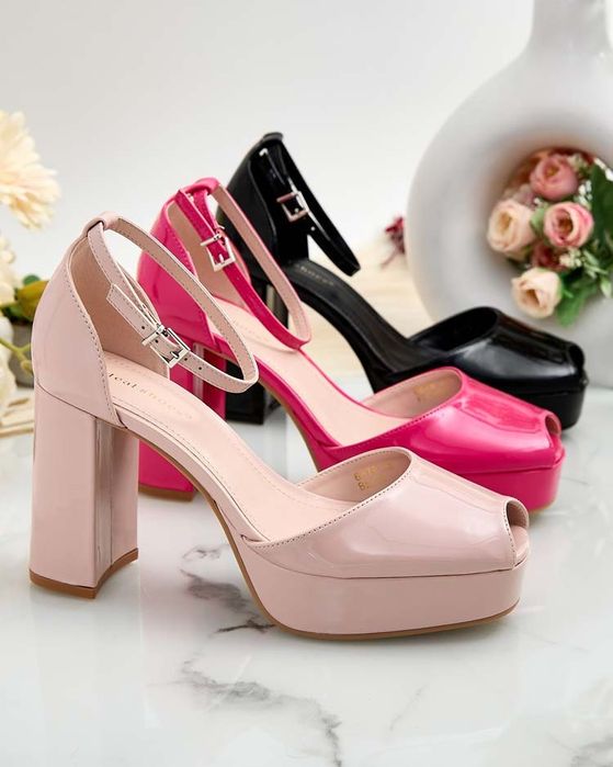 3 KOLORY 36 37 38 sandały 39 40 41 lakierowane na wysokim obcasie słup