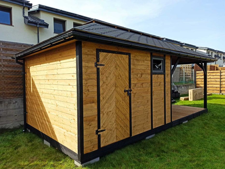 Domek ogrodowy letniskowy drewniany "DUBAJ" 6x3 Black Edition!