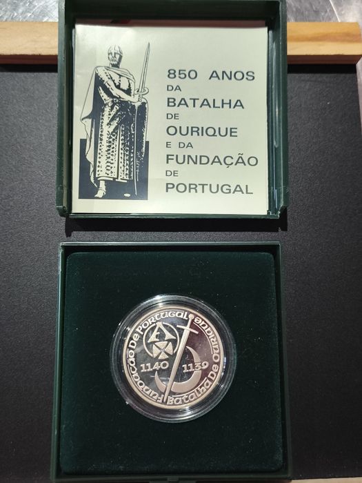 Moeda 250 esc.  Batalha de Ourique 1989 prata proof
