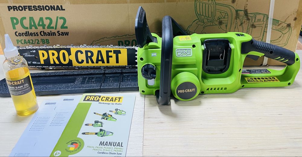 Пила акумуляторна PROCRAFT PCA42/2 /акб 4 А/г/ шина 40см/Гарантія 3рок