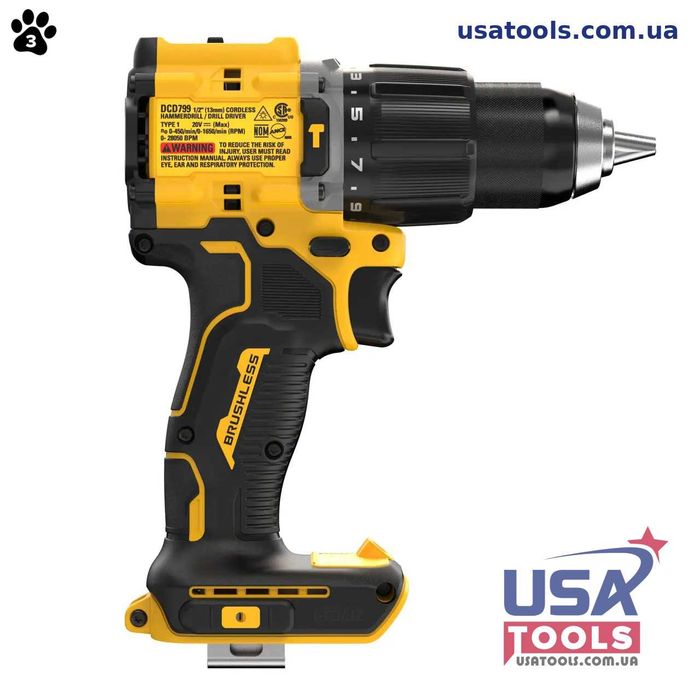 Дриль-шурупокрут ударний безщітковий 77 нм 18/20В Li DeWALT DCD799B (без акб)