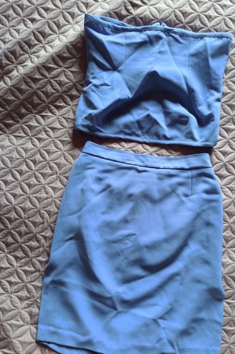 Vintage komplet zestaw top i spódnica mini viral denim Basic komplet c