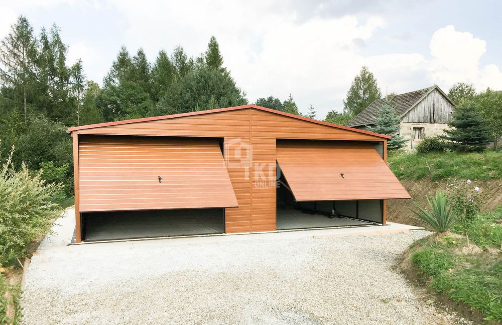 Garaż Blaszany 7,5X6M 2 Brama Uchylna Okno Blachodachówka Rynny Tkd270
