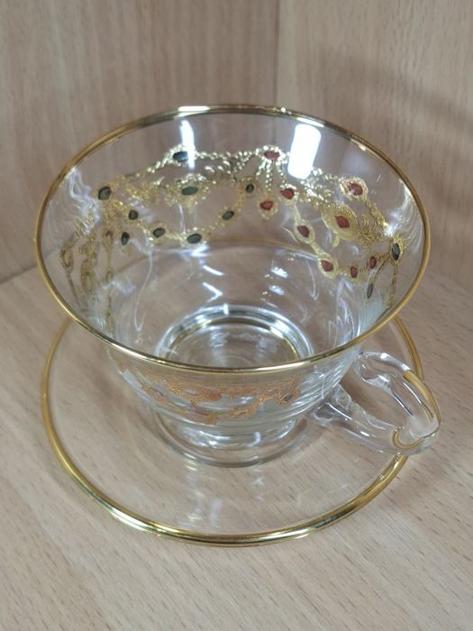 Чашка с блюдцем TIMON Colleczione, оригинал, стекло, ручная роспись