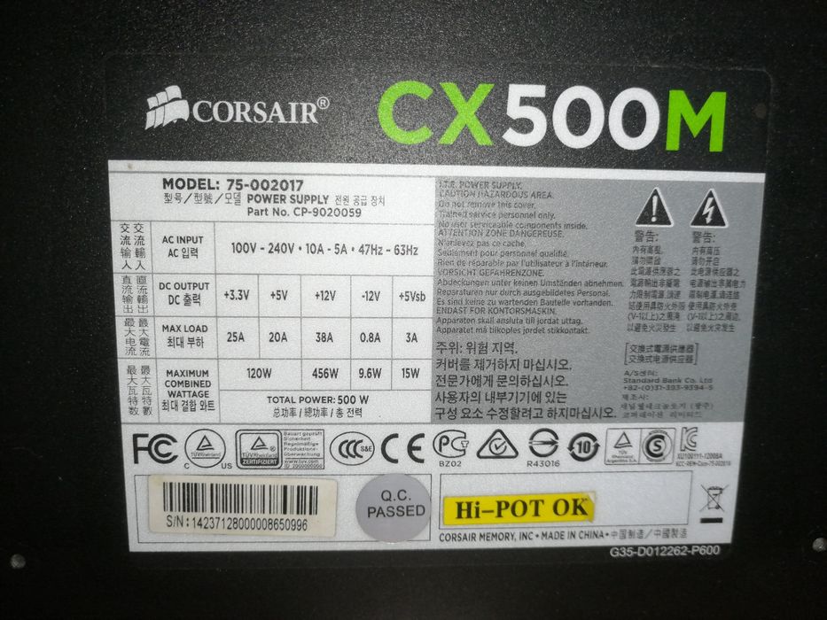 Fonte de Alimentação Corsair CX500M Semi-modular (500 watts)