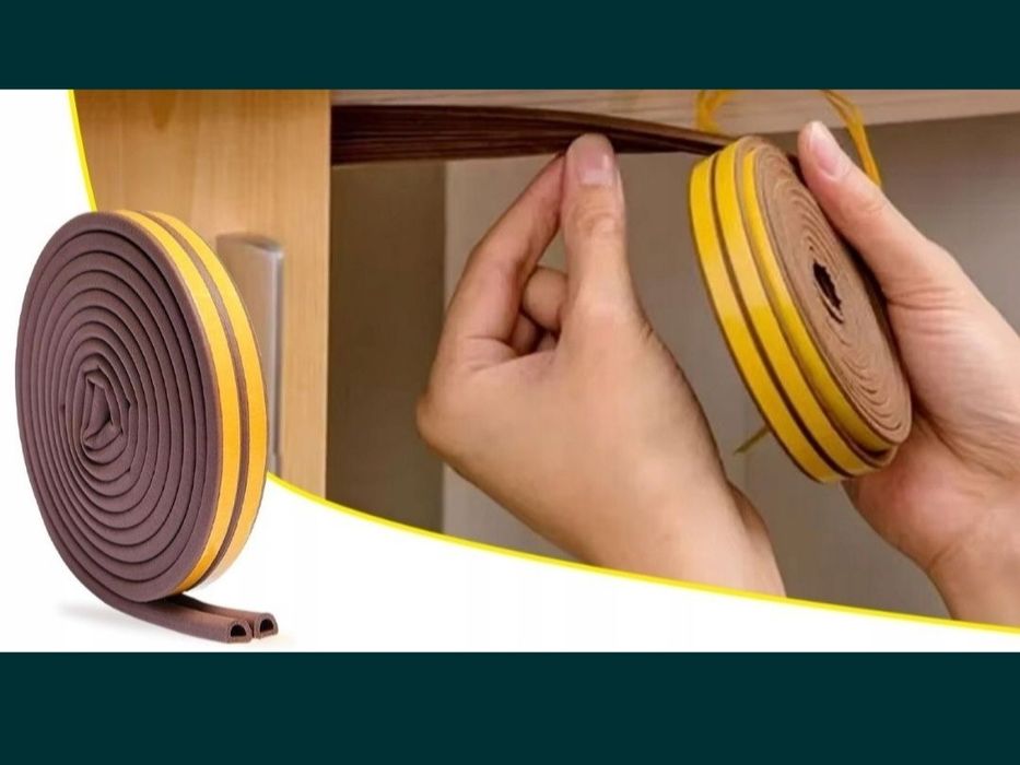 Samoprzylepna gumowa wyciszająca uszczelka 6 m do drzwi okien typ D