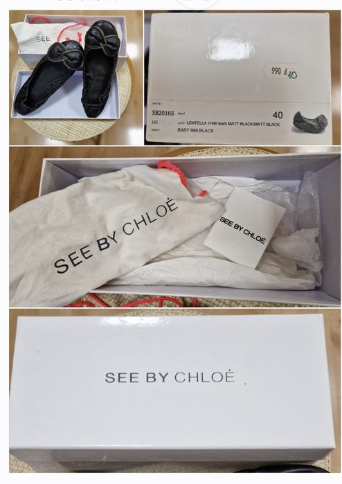 Wizytowe baleriny marki See By Chloé 40 buty jak nowe całe z naturalnej skóry czarnej