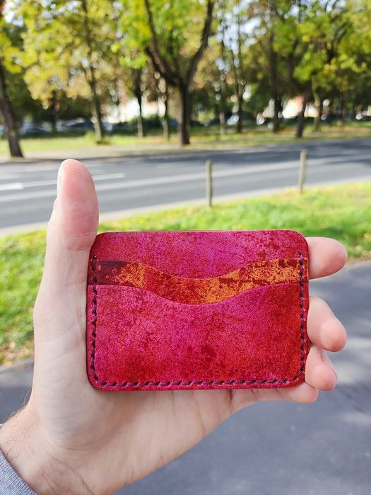 Cardholder DEM/2 dwukolorowy ręcznie skórzany